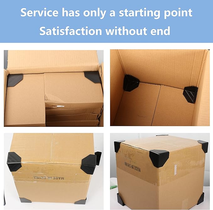 GELRHONR 50pcs Heavy Duty Packaging Plastic Corner Protectors, 60mm, Black, PP+PE, Packing protector, 58x58x58mm, 50 Count