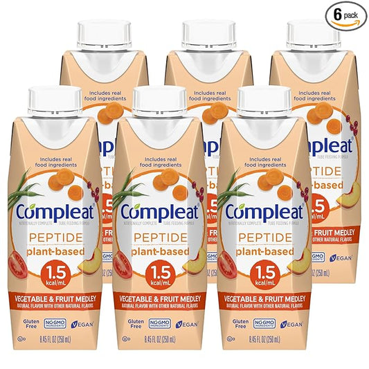 Nestle Compleat Peptide 1.5 Oral Supplement Fruit/Vegetable Medley Flavor 8.45 oz Carton, 6 Count