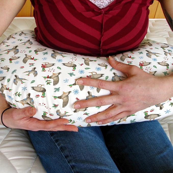 Christmas Mallard Ducks Baby Nursing Pillow Covers for Boy Girl Winter Green Ducks Fir Leaves Snowflakes Nursing Pillowcase for Breastfeeding Pillows Hunting Ducks Soft Stretchy Slipcovers for Newborn