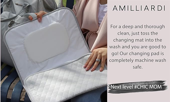 Portable Diaper Changing Pad Stylish & Chic by AMILLIARDI for Travel w/Baby, Infant & Newborn, Changing Mat Portable (Grey)