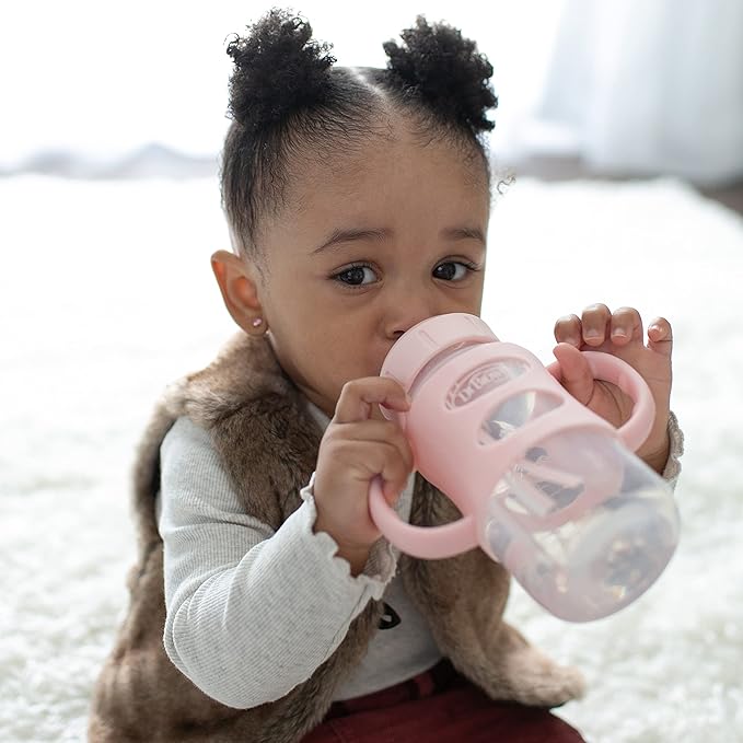 Dr. Brown's Milestones Wide-Neck Sippy Spout Bottle with Silicone Handles 9 oz/270 mL, Pink, 1-Pack