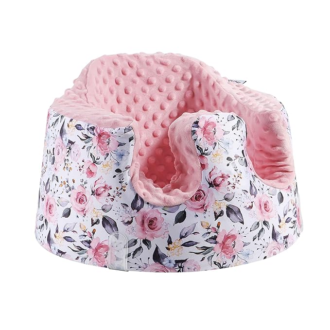 BOMOLOUR Seat Cover Compatible with Bumbo and Nuby Seat, Removable Breathable Baby Floor Seat Cover for Boys and Girls, Seat Not Included (Pink Flower)