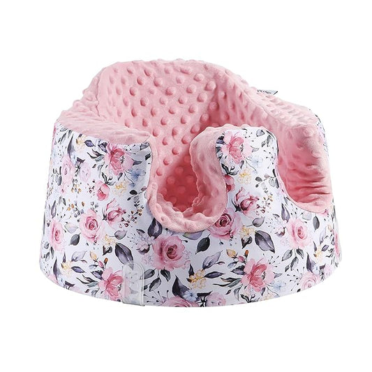BOMOLOUR Seat Cover Compatible with Bumbo and Nuby Seat, Removable Breathable Baby Floor Seat Cover for Boys and Girls, Seat Not Included (Pink Flower)
