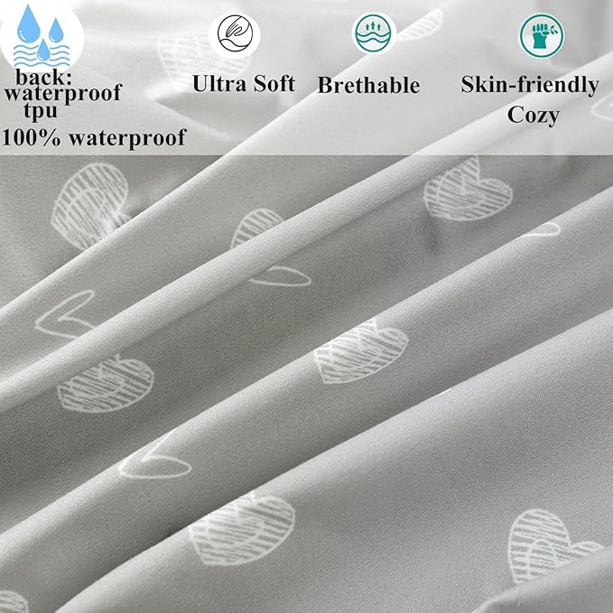 Waterproof Bassinet Sheets, No Need for Bassinet Mattress Pad Cover, 2 Pack Stretch Jersey Knit Super Soft fit for Cradle Oval Rectangle Hourglass Mattress Grey Love & Stars