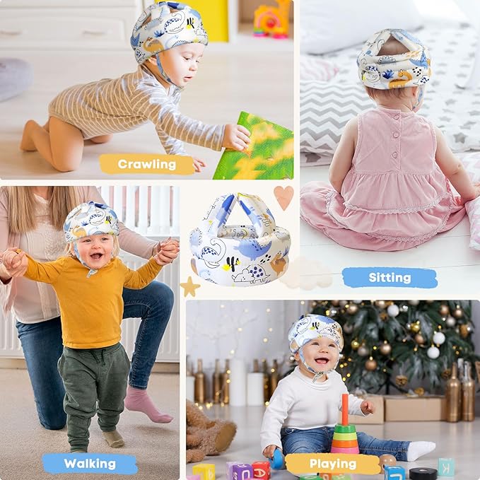 Baby Helmet for Crawling Walking,Head Protector for Infant No Bumps Soft Cushion Toddler Safety Headguard Adjustable Protective Cap