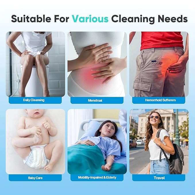 Portable Baby Bidet & Cloth Diaper Sprayer - Travel Irrigator for Baby Butt Cleaning, Rechargeable Handheld Sprayer, 28mm Bottle Compatible (Black)