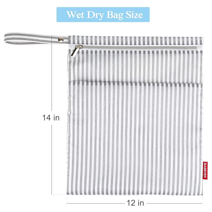 2Pcs Wet Dry Bags for Baby Cloth Diapers Waterproof Washable Reusable with Two Zipper Pockets for Dirty Gym Clothes, Travel, Beach Pool Daycare Soiled baby Accessories