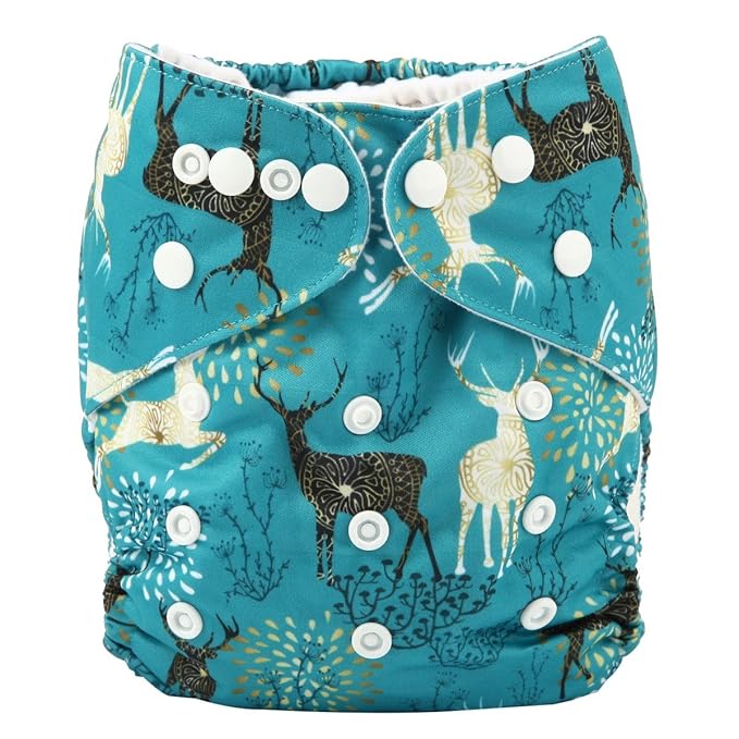 Baby Pocket Diaper Nappy Reusable Washable 8lbs to 36lbs (Forest Deer)