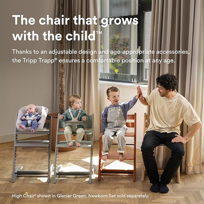 Stokke Tripp Trapp High Chair 2, Heather Mauve - Includes Chair + Baby Set with Removable Harness for Children 6-36 Months - Adjustable, Ergonomic & Easy to Clean