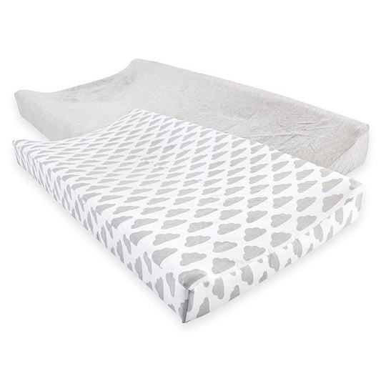 Hudson Baby Unisex Baby Cotton Changing Pad Cover, Heather Gray Cloud, One Size