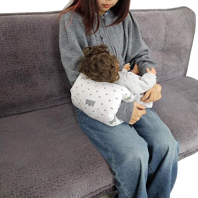 Baby Nursing Arm Breastfeeding Pillow,Cozy Cradle Arm Pillow for Feeding, Baby Nursing Head Support Pillow for Breastfeeding（White Crown）