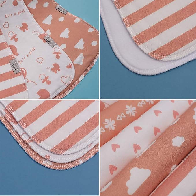 Maiwa 5 Pack Burp Cloths Baby Boy & Girl Soft Absorbent Burping Cloths for Babies, Newborn Spit Up Rags, Infant Towels, Unisex, Large 18.5" x 8.6" (Cloud)