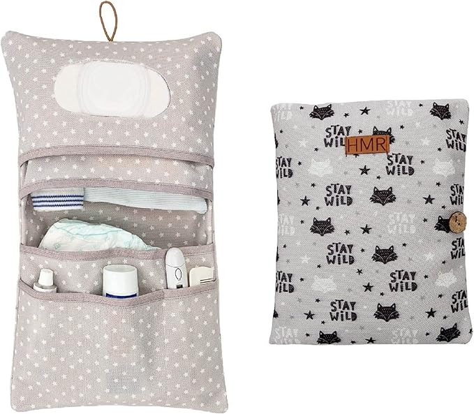 HAMUR Baby Diaper Bag Organizer – Compact & Foldable Stroller Pouch for Newborn Essentials | Travel-Friendly | Fits Boys & Girls ( Fox)