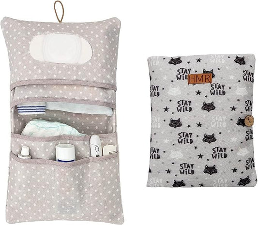 HAMUR Baby Diaper Bag Organizer – Compact & Foldable Stroller Pouch for Newborn Essentials | Travel-Friendly | Fits Boys & Girls ( Fox)
