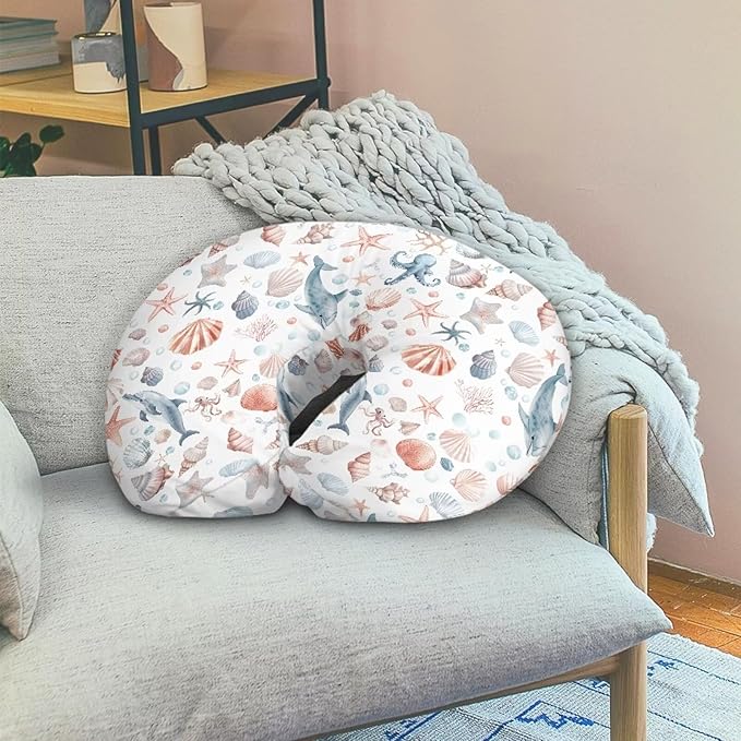 Dolphin Starfish Baby Fashion Nursing Pillow Cover Baby Breastfeeding Slipcover Newborn Safety and Comfy Cover for Daily Life, 1 Pack