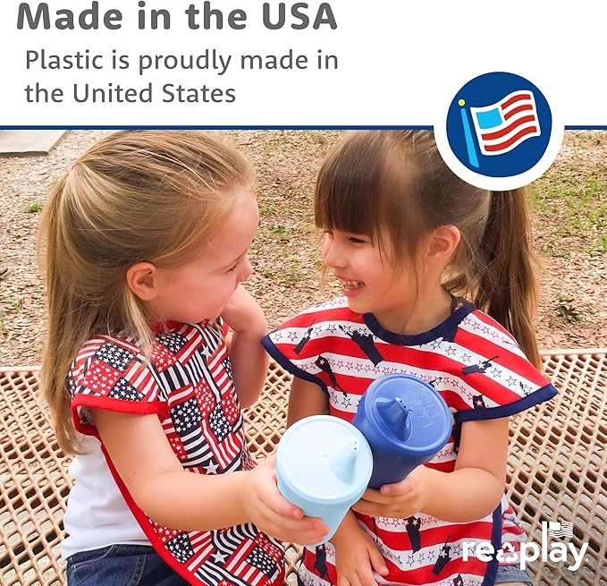 Re-Play Spill-Proof Sippy Cups for Toddlers - Kids Reusable 10 Oz Set of 3, Dishwasher & Microwave Safe, Made in USA, Blossom