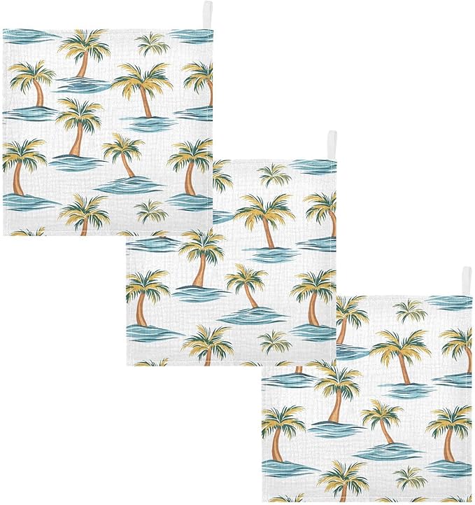 vvfelixl Beach Palm Trees Baby Burp Cloths Baby Muslin Washcloths for Boys Girls Cotton Babys Face Towel for Newborn Infants Soft and Absorbent 11.8 X 11.8 in, 5 Pack