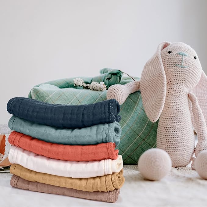 Frienda 6 Pack Muslin Burp Cloths Cotton Large 20''x 9'' Extra Absorbent and Soft Baby Burping Cloth for Baby Boy Girl Unisex(Cute Colors)