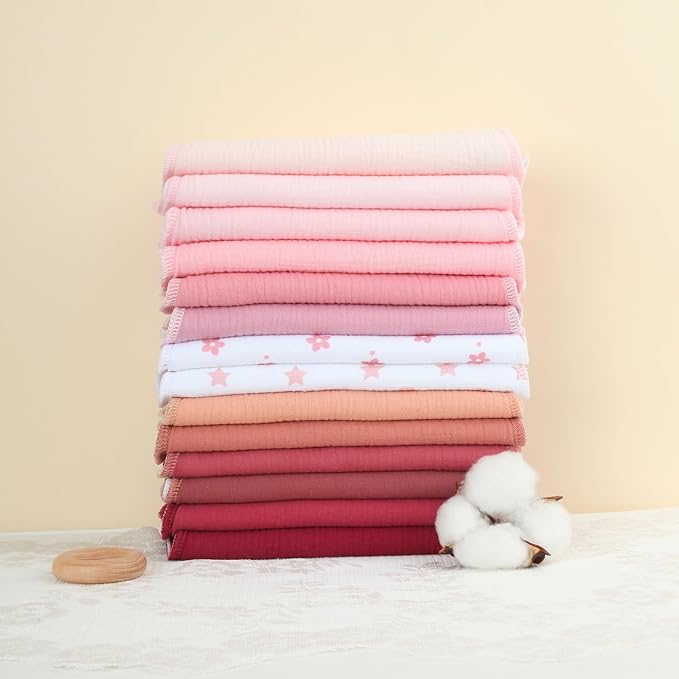 Muslin Burp Cloths 19" x 9", Baby Burping Clothes, Large Extra Soft Absorbent for Unisex Newborn Boys and Girls, 14-Pack