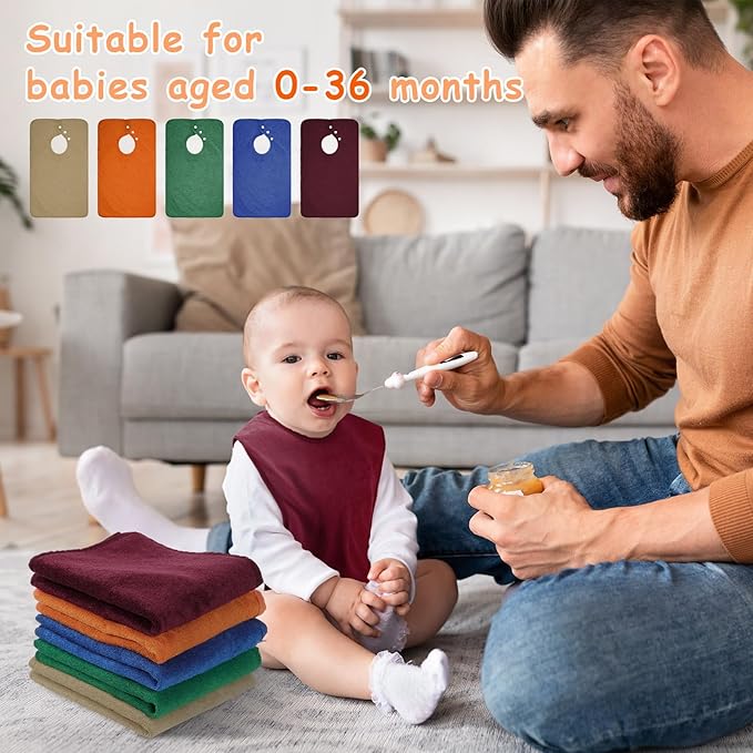Hercicy Full Coverage Pullover Toddler Baby Bibs Terry Cloth Bibs with Snap Button for 0-4 Years Unisex Feeding Drooling