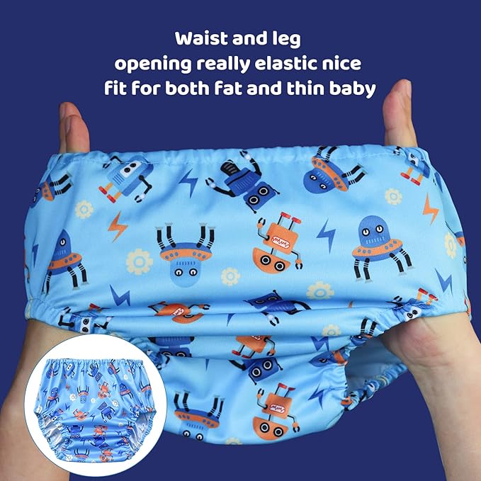 BISENKID 6 Packs Waterproof Potty Training Plastic Underwear Covers for Potty Training Pants and Good Elastic Rubber Pants for Toddlers Disposable Diapers Boys 4t