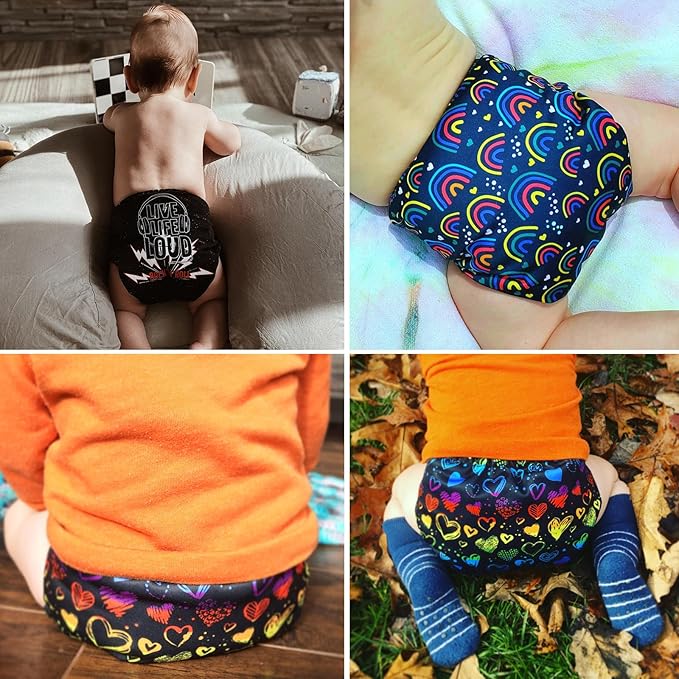 Mama Koala 1.0 Cloth Diapers for Babies, 6 Pack Pocket Shell Only (NO Inserts) - One Size Washable and Reusable Pocket Diapers for Newborns and Toddlers - 160033