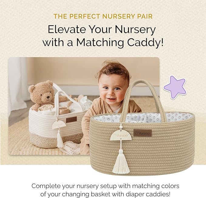 Yunioo Baby Changing Basket, Portable Diaper Changing Pad, Moses Basket for Newborns, Changing Table Topper for Baby Nursery, Waterproof Travel Pad Cover