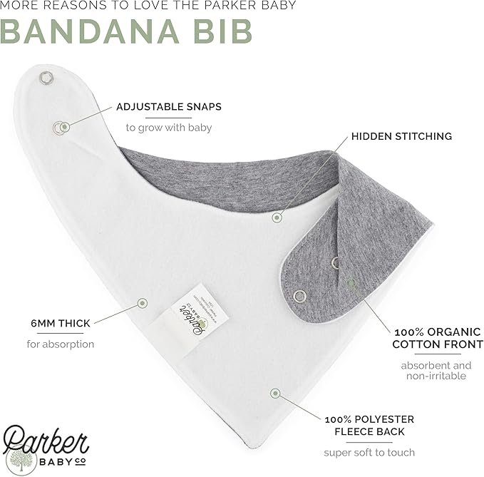 Parker Baby Bandana Drool Bibs for Boys, Girls & Unisex - Soft & Stylish Teething Bibs for Babies