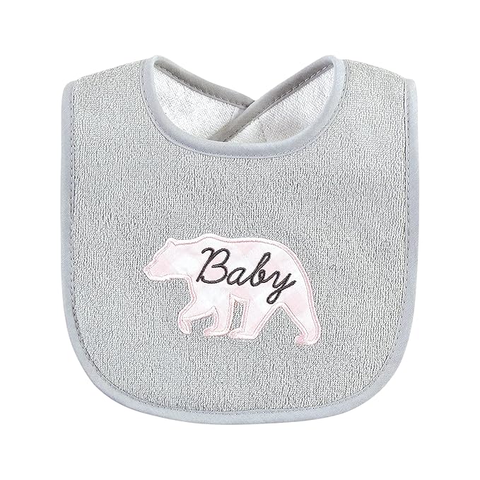 Hudson Baby Unisex Baby Cotton Terry Drooler Bibs with Fiber Filling, Girl Moose Bear, One Size