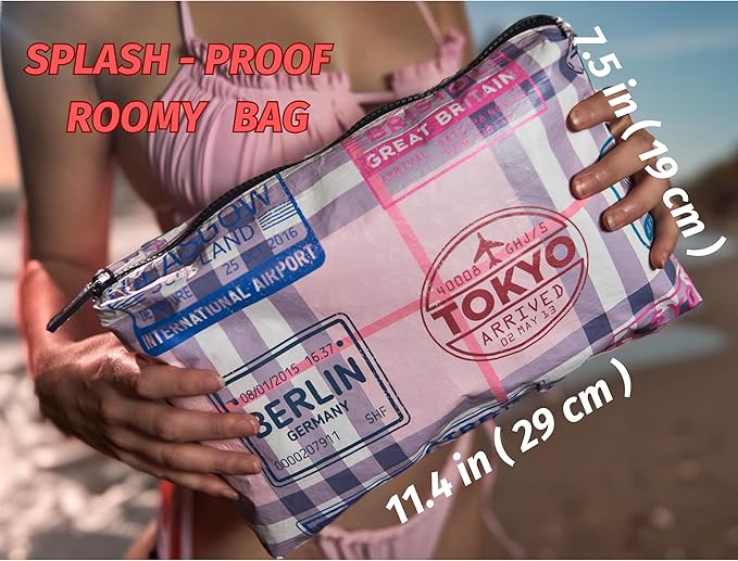 L'OLGA COLLECTION Mid Pouch | Lightweight Reusable Makeup Bag, Toiletries | Splash-proof Cosmetic Bag, Packable & Travel Waterproof Beach Swimsuit Bathing Suit Bikini Zipper Gift for Her