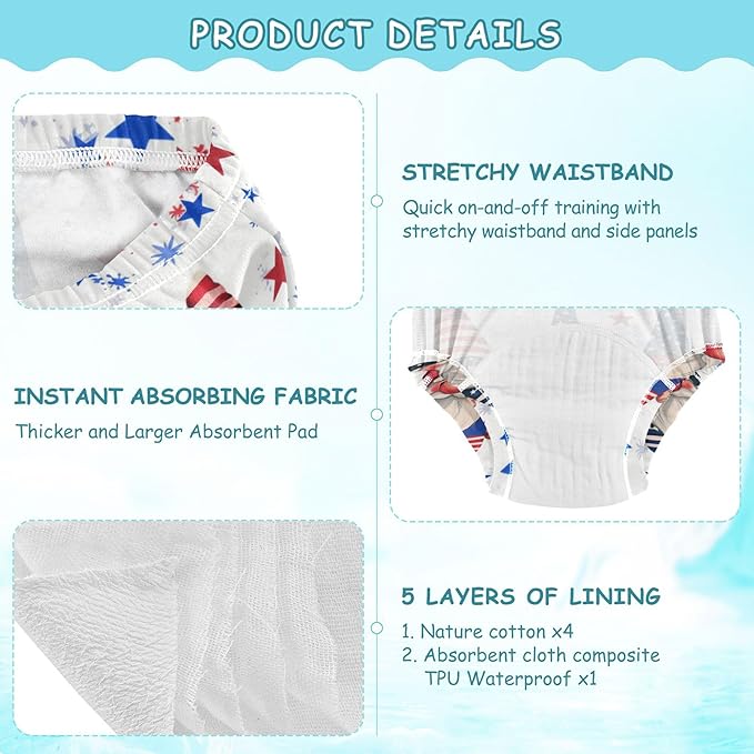 Baby Boys Toilet Training Pants Soft Cotton Nighttime Training Underwear for Toddler 5T 3 Cute Gnomes
