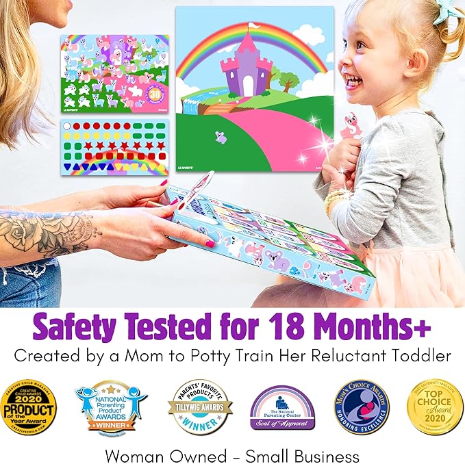 Potty Training Reward System - 14PC Wooden Stacking Blocks with Unicorn Themed, Montessori Behavior System Advent Calendar for Toddlers 18M+ Boys Girls by Lil Advents