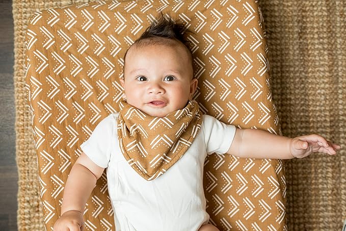 lulujo Baby Changing Pad Cover 100% Cotton Muslin Fitted Standard Size, 32 x 16 Inches, Mudcloth