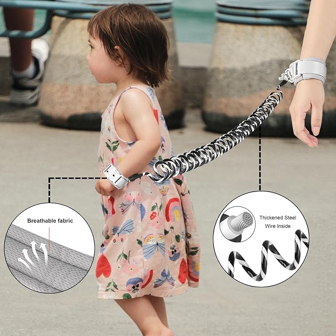Accmor 2 in 1 Toddler Leash with Magnetic Lock, Kids Anti Lost Wrist Link 2 Packs Keep Twins Close, Reflective Child Walking Restraints Hand Straps Tether for Baby Boys Girls to Outdoor Traveling