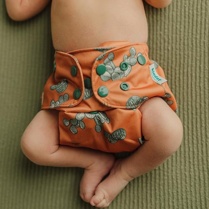 Kinder Cloth Diapers Reusable Baby Diapers Pocket Style Athletic Wicking Jersey, Bamboo Viscose Inserts, Wet Bag, Newborn to Potty Training 7-60lbs, One Size (Western Wildlife, 5 Pack, with Inserts)