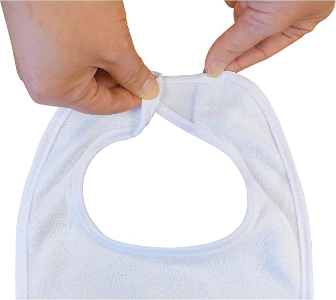 Neat Solutions 2-Ply Knit Terry Solid Color Feeder Bibs in White - 20 Pack