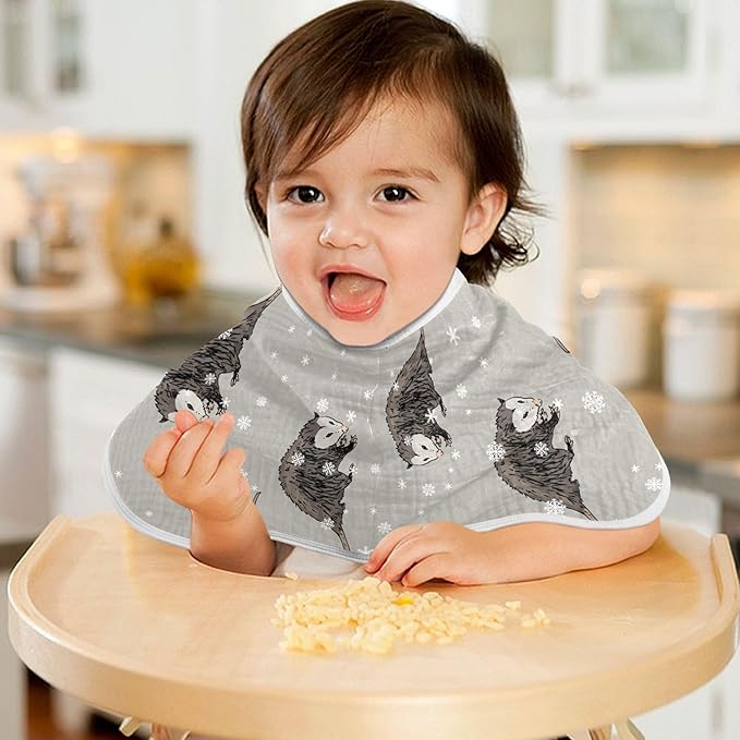 Winter Opossum Possum Burp Cloths Baby Boys Girls Absorbent Soft Cotton Burping Cloths Rags 2 Pack