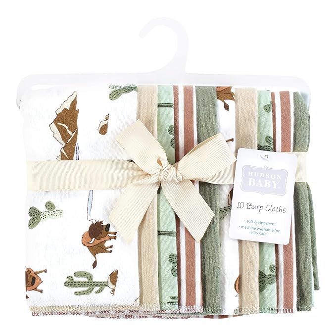 Hudson Baby Unisex Baby Cotton Flannel Burp Cloths 10-Pack, Wilderness, One Size