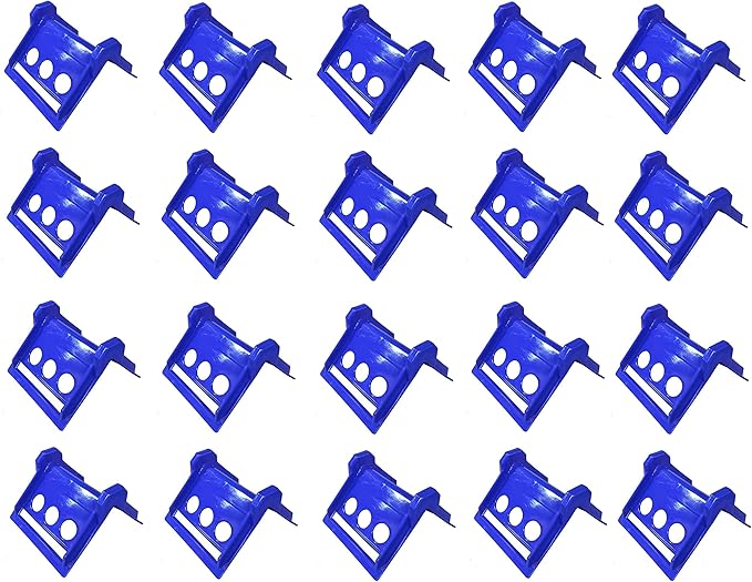 Mytee Products (20 Pack V Shaped Board 4" Blue Plastic Corner Edge Protectors for Cargo Loads | Tie Down Strap Guard for Winch, Ratchet Straps on Flatbed Trailers | V-Style Tie Downs Edge Protectors
