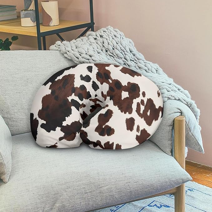 GOSTONG Brown Cowhide Painting Nursing Pillow Cover for Breastfeeding and Bottle Feeding, Infant, Baby Girl and Boys Nursing Pillow Cover Only for Breastfeeding Moms