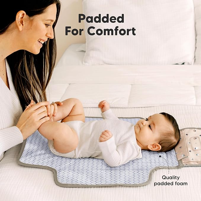 KeaBabies Portable Diaper Changing Pad, Travel, Car - Large Waterproof Baby Changing Mat, Wipeable, Padded, On The Go Travel Diaper Clutch Bag, Easy to Use Pockets for Newborn Essentials (Wild Patrol)