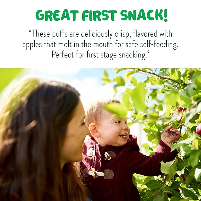 Little Bellies Organic Apple & Cinnamon Puffs Baby Snack (.42 oz Individual Packs), (Pack of 36)