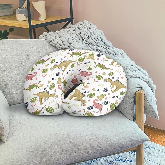 Dinosaur and Floral Breastfeeding Pillow Cover Baby Breastfeeding Slipcover Infant Newborn Nursery Bottle Pillowcase Breathable and Durable
