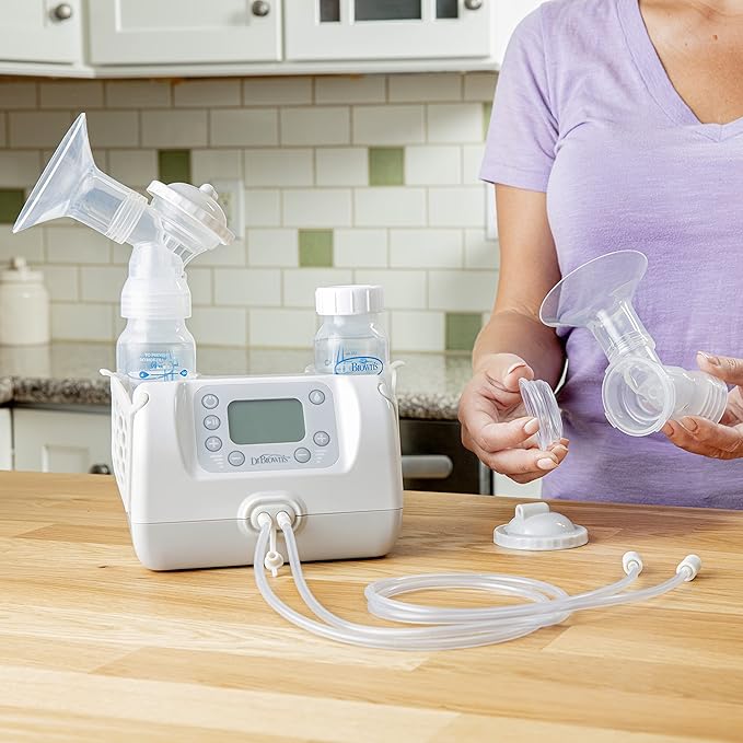 Dr. Brown's Customflow Hospital Strength Double Electric Breast Pump with Adjustable Settings, Includes Breast Milk Collection Bottles, Flanges & Other Pumping Essentials