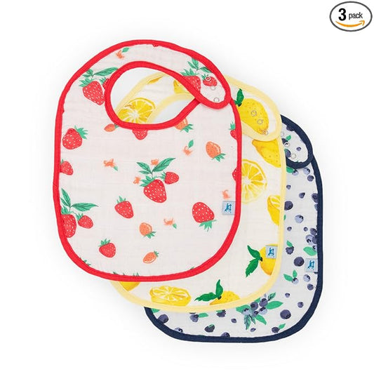 Little Unicorn Muslin Baby Bibs | Adjustable as Baby Grows | Soft Absorbent Muslin Fabric | For Eating, Drooling, Teething (Berry Lemonade)