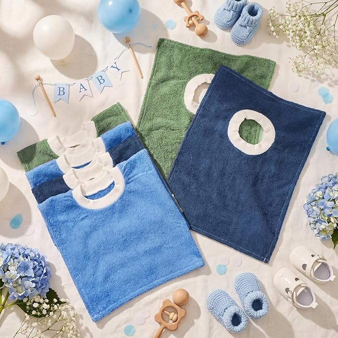 Foaincore 6 Pcs Pullover Baby Bibs Cotton Terry Toddler Absorbent Infant for Feeding and Drooling Towel Bib (Deep Colors)