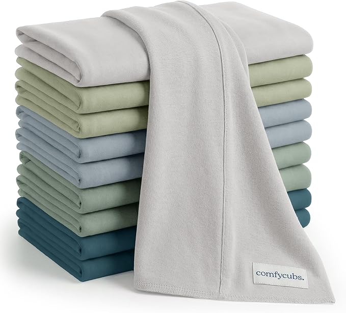 Comfy Cubs Baby Burp Cloths Set (Pack of 10) - Large, 6-Layer, Ultra Absorbent 100% Cotton for Infant Spit-Up, Drool, and Messes - Soft, Gentle, Thoughtful New Born Baby Gifts, Multi Boy