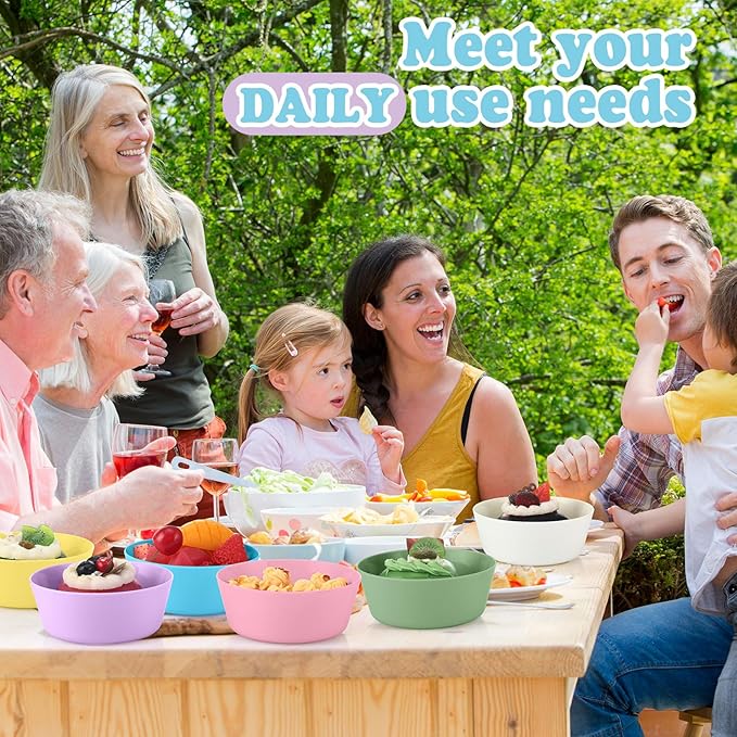 Foaincore Kids Plastic Bowls 10 oz Cereal Snack Microwave Dishwasher Safe Toddler Bowls Kids Colorful Snack Children Salad Dessert Soup Supplies