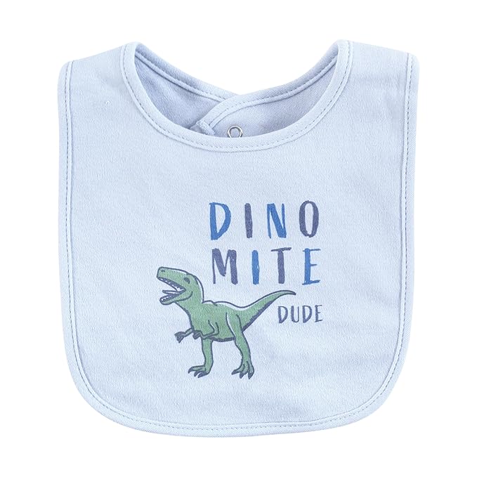 Hudson Baby Unisex Cotton Bibs, Pastel Dino, One Size