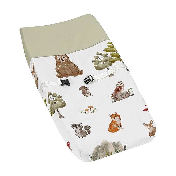Sweet Jojo Designs Woodland Forest Animals Boy Girl Gender Neutral Unisex Baby Changing Pad Cover Infant Newborn Diaper Table Change Mat Sheet Animal Friends Brown Bear Fox Hedgehog Deer Watercolor